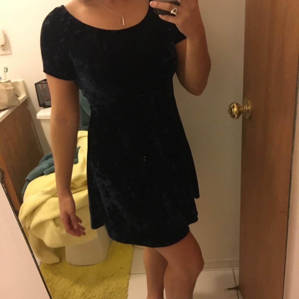 Velvet blue skater dress